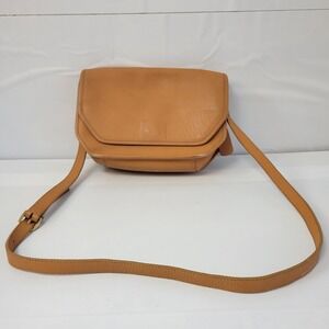 Vintage Wako Purse Tan Leather Crossbody Bag Flap Closure Shoulder Bag Camel